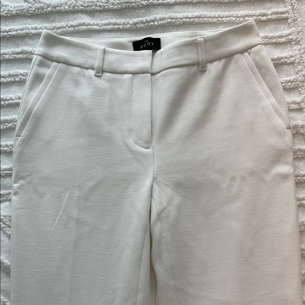 Tailored White Textured Dress Pants